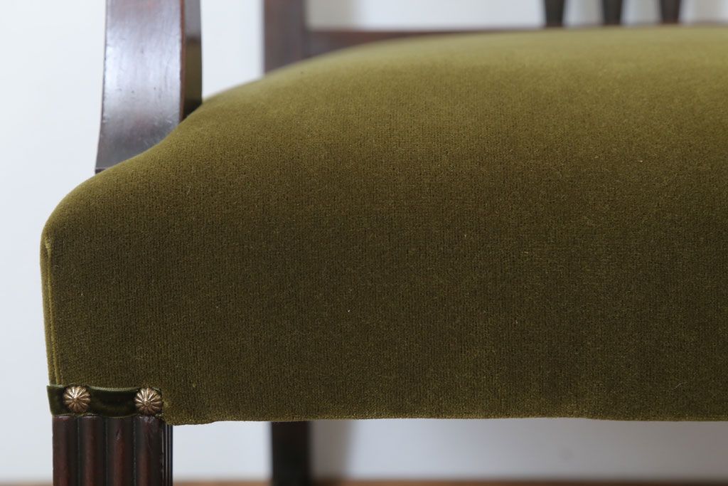 アンティーク家具　大正ロマン　古い木製のモダンなアンティークアームチェア(ソファ)(1)