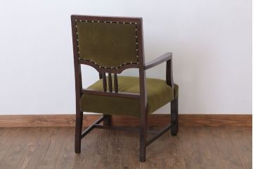 アンティーク家具　大正ロマン　古い木製のモダンなアンティークアームチェア(ソファ)(1)