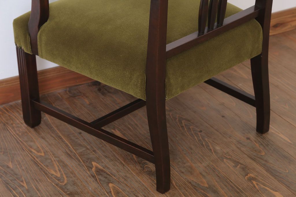 アンティーク家具　大正ロマン　古い木製のモダンなアンティークアームチェア(ソファ)(1)