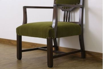 アンティーク家具　大正ロマン　古い木製のモダンなアンティークアームチェア(ソファ)(2)