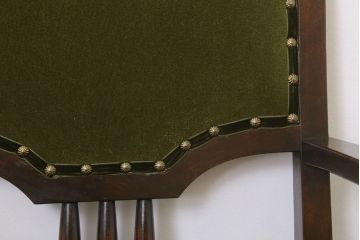 アンティーク家具　大正ロマン　古い木製のモダンなアンティークアームチェア(ソファ)(2)