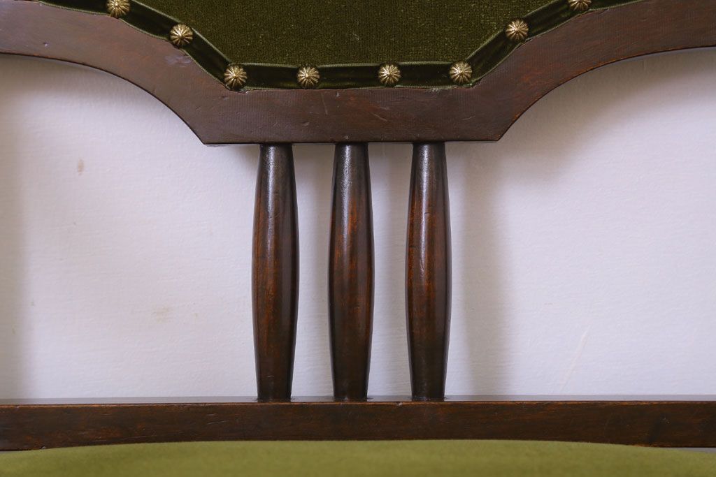 アンティーク家具　大正ロマン　古い木製のモダンなアンティークアームチェア(ソファ)(2)