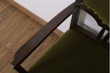 アンティーク家具　大正ロマン　古い木製のモダンなアンティークアームチェア(ソファ)(2)