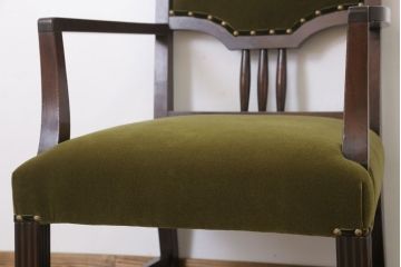 アンティーク家具　大正ロマン　古い木製のモダンなアンティークアームチェア(ソファ)(2)