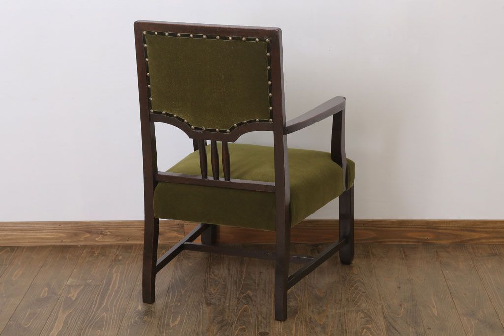 アンティーク家具　大正ロマン　古い木製のモダンなアンティークアームチェア(ソファ)(2)