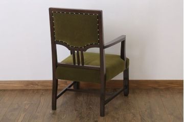 アンティーク家具　大正ロマン　古い木製のモダンなアンティークアームチェア(ソファ)(2)