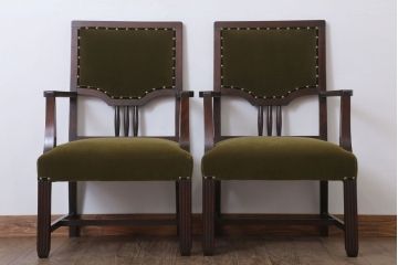 アンティーク家具　大正ロマン　古い木製のモダンなアンティークアームチェア(ソファ)(2)