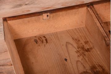 アンティーク家具　モールガラス入り!古い木製の二段重ねアンティーク収納棚