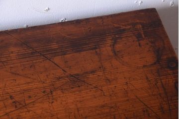 アンティーク家具　モールガラス入り!古い木製の二段重ねアンティーク収納棚