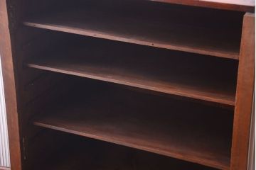 アンティーク家具　モールガラス入り!古い木製の二段重ねアンティーク収納棚