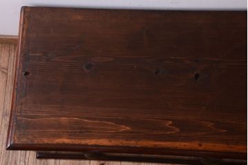 アンティーク家具　モールガラス入り!古い木製の二段重ねアンティーク収納棚