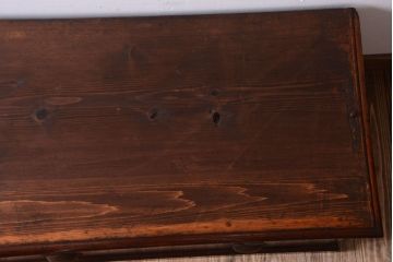 アンティーク家具　モールガラス入り!古い木製の二段重ねアンティーク収納棚