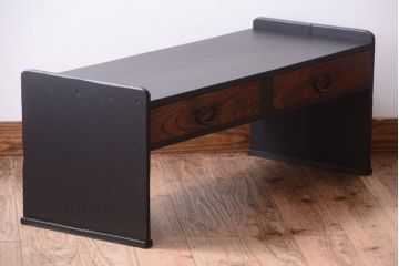 アンティーク家具　和製アンティークのブラックペイント文机