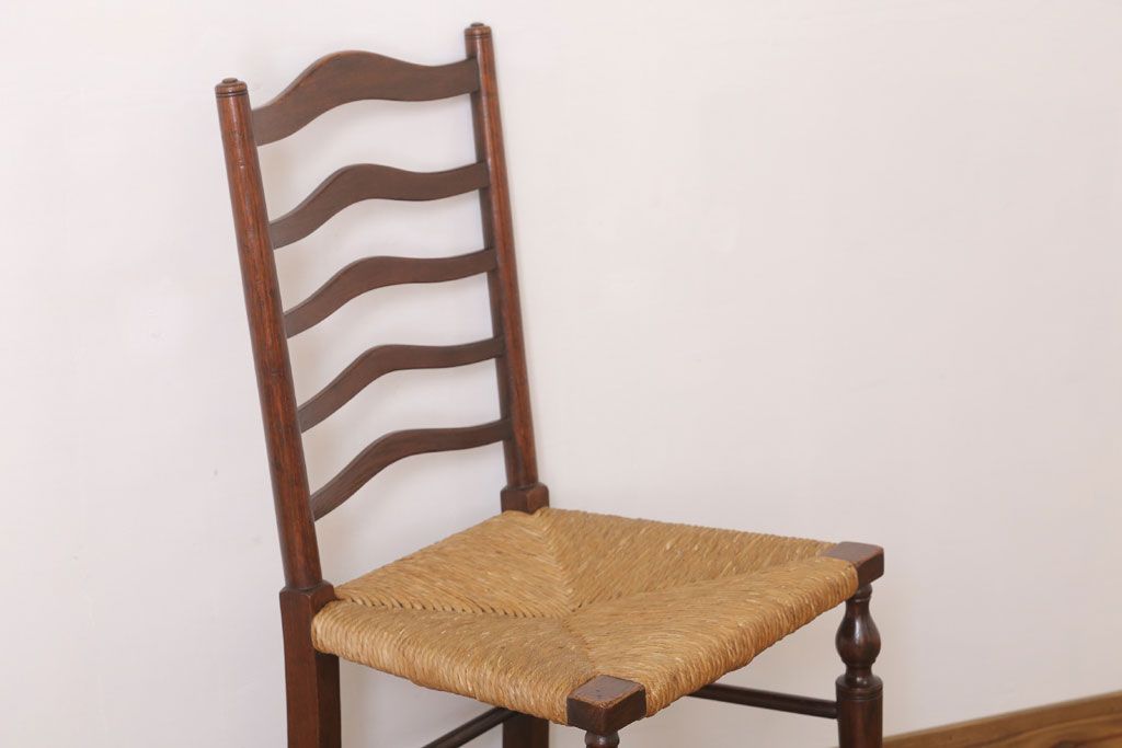 アンティーク家具　イギリス製　アンティーク　ペーパーコードチェア(2)