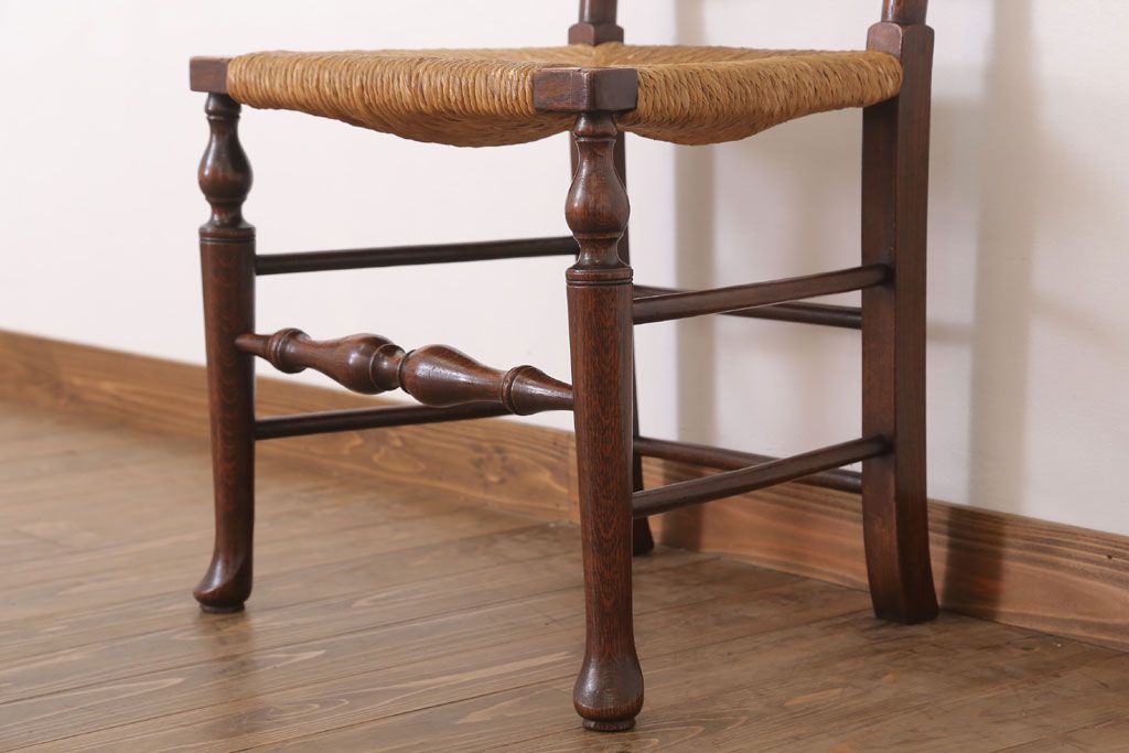 アンティーク家具　イギリス製　アンティーク　ペーパーコードチェア(2)