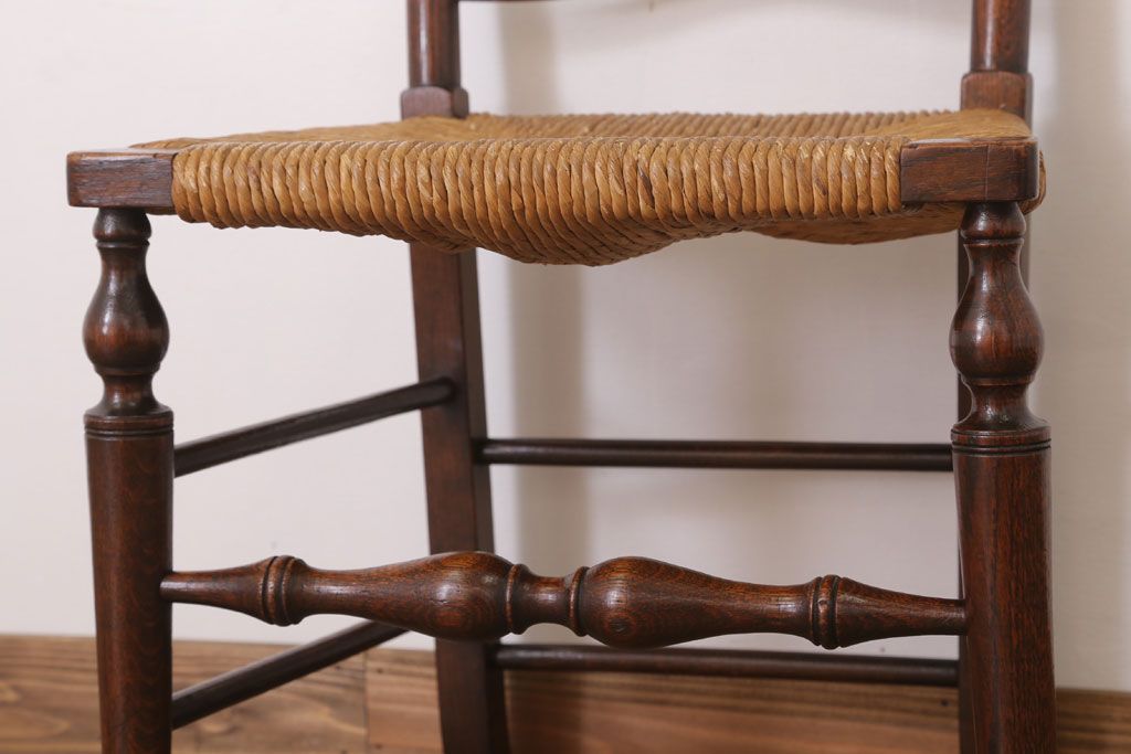 アンティーク家具　イギリス製　アンティーク　ペーパーコードチェア(2)