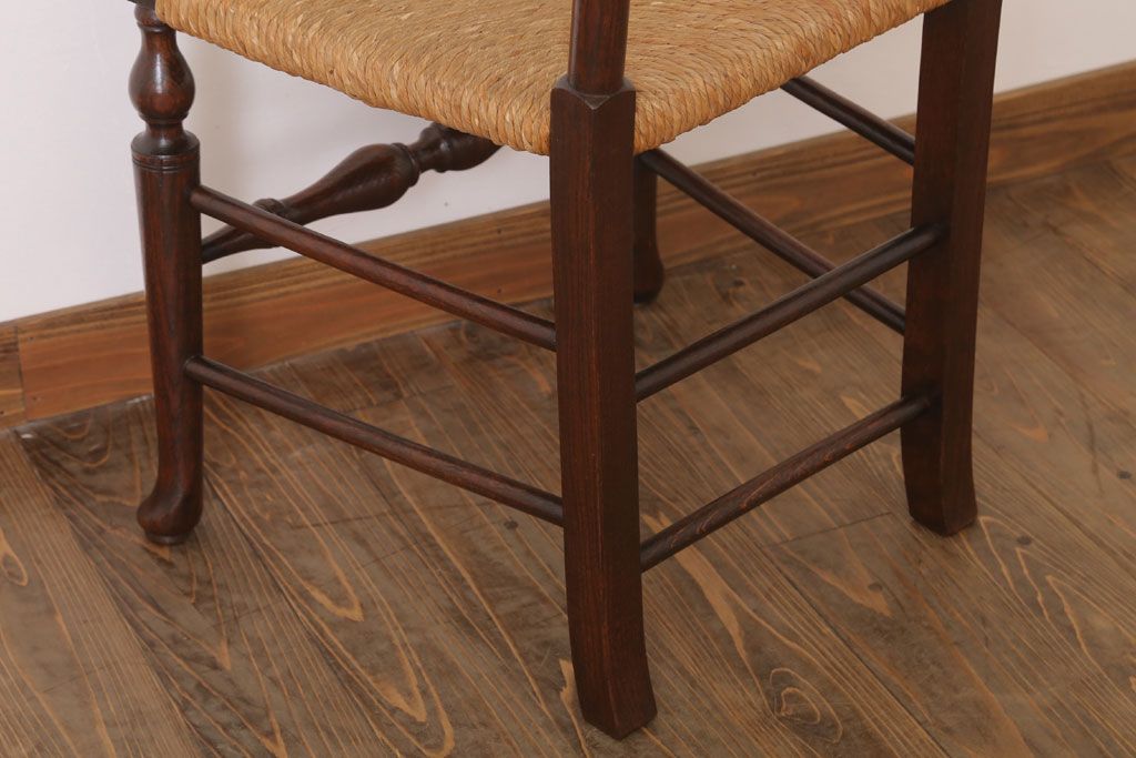 アンティーク家具　イギリス製　アンティーク　ペーパーコードチェア(2)