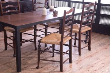 アンティーク家具　イギリス製　アンティーク　ペーパーコードチェア2脚セット