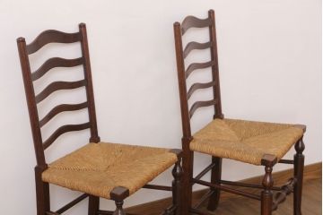 アンティーク家具　イギリス製　アンティーク　ペーパーコードチェア2脚セット