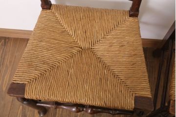 アンティーク家具　イギリス製　アンティーク　ペーパーコードチェア2脚セット