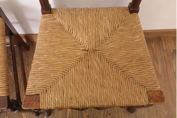 アンティーク家具　イギリス製　アンティーク　ペーパーコードチェア2脚セット