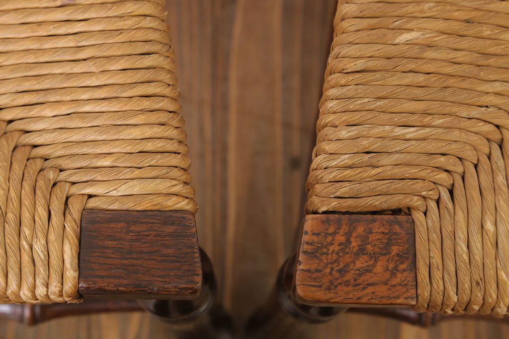 アンティーク家具　イギリス製　アンティーク　ペーパーコードチェア2脚セット