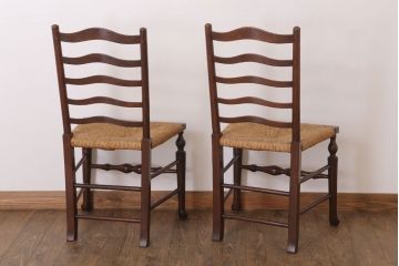 アンティーク家具　イギリス製　アンティーク　ペーパーコードチェア2脚セット