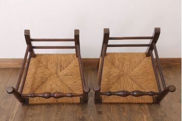 アンティーク家具　イギリス製　アンティーク　ペーパーコードチェア2脚セット