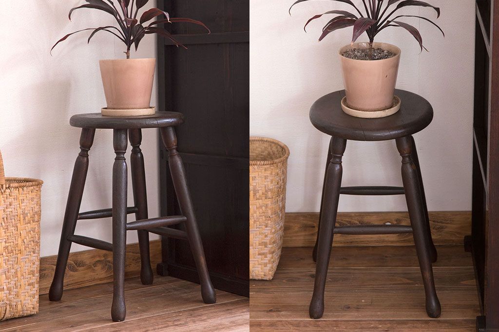 レトロ家具　和製アンティークのレトロな丸スツール