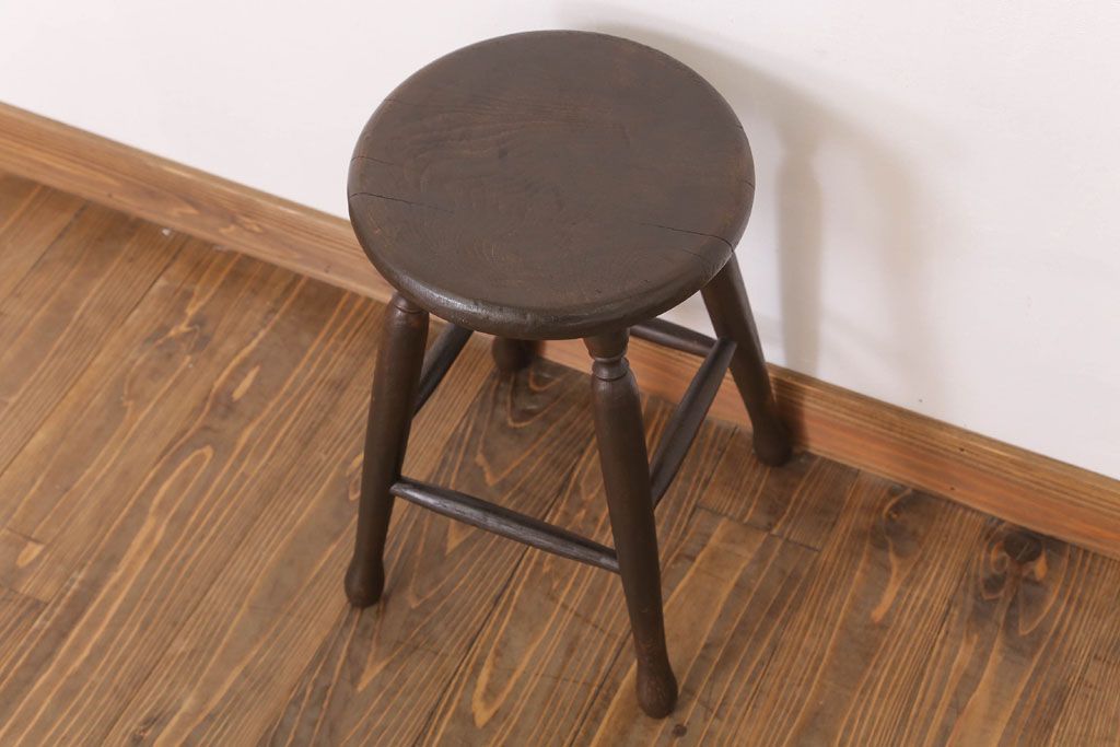 レトロ家具　和製アンティークのレトロな丸スツール