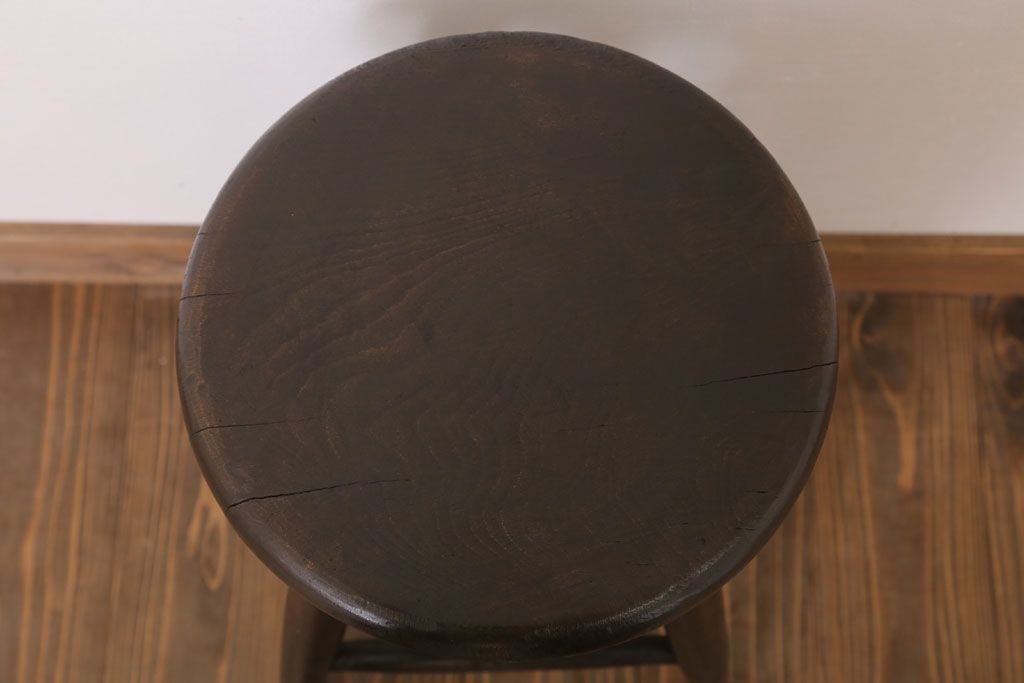 レトロ家具　和製アンティークのレトロな丸スツール