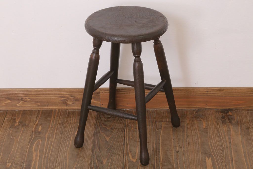 レトロ家具　和製アンティークのレトロな丸スツール