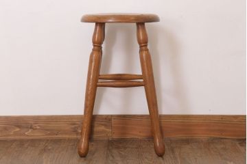 レトロ家具　和製アンティークのレトロな丸スツール(2)
