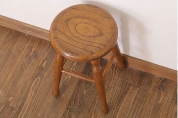 レトロ家具　和製アンティークのレトロな丸スツール(2)