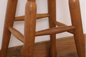 レトロ家具　和製アンティークのレトロな丸スツール(2)