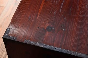 アンティーク家具　古民具・骨董　明治期　前面栗材!二段重ねのアンティーク米沢箪笥