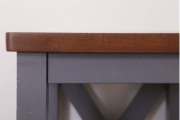 アンティーク雑貨　昭和レトロ　ペイントがかわいい角スツール(ダークグレー)