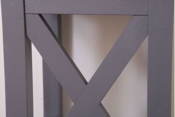 アンティーク雑貨　昭和レトロ　ペイントがかわいい角スツール(ダークグレー)