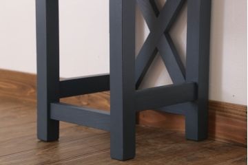 レトロ家具　昭和レトロ　ペイントがかわいい角スツール(ネイビー)