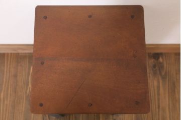 レトロ家具　昭和レトロ　ペイントがかわいい角スツール(ネイビー)