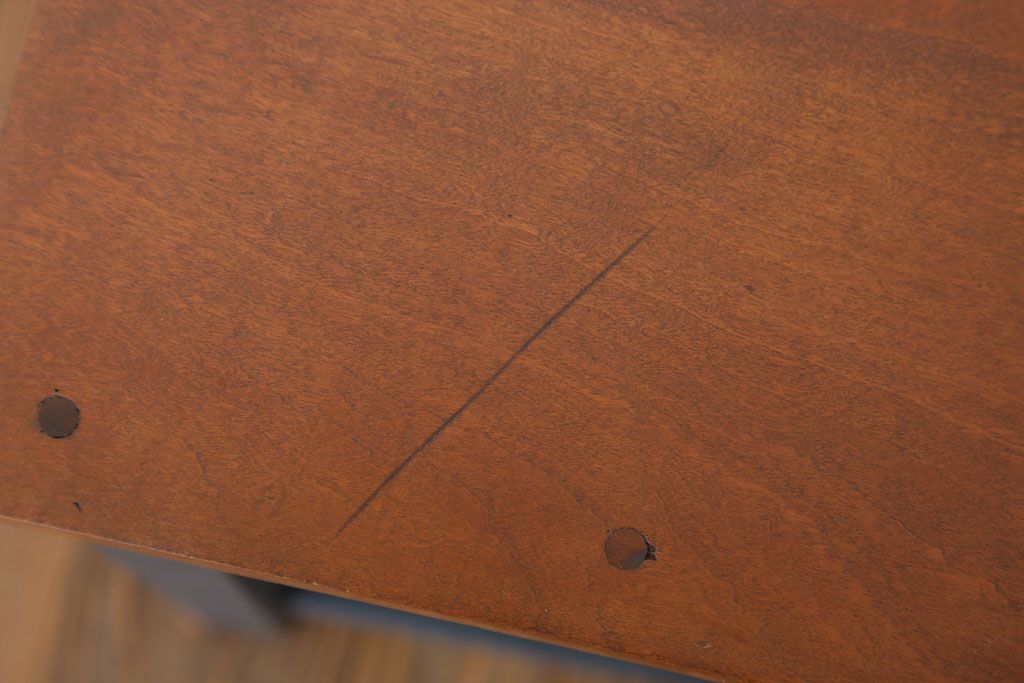 レトロ家具　昭和レトロ　ペイントがかわいい角スツール(ネイビー)