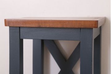 レトロ家具　昭和レトロ　ペイントがかわいい角スツール(ネイビー)