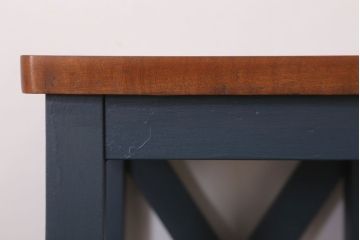 レトロ家具　昭和レトロ　ペイントがかわいい角スツール(ネイビー)