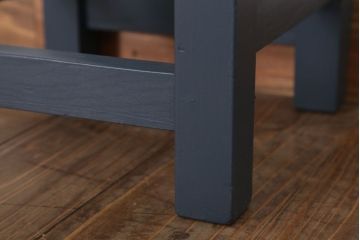 レトロ家具　昭和レトロ　ペイントがかわいい角スツール(ネイビー)