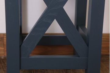 レトロ家具　昭和レトロ　ペイントがかわいい角スツール(ネイビー)