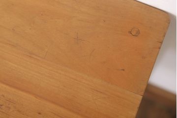 アンティーク雑貨　昭和レトロ　ペイントがかわいい角スツール(オリーブグリーン)(2)