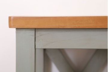 アンティーク雑貨　昭和レトロ　ペイントがかわいい角スツール(オリーブグリーン)(2)