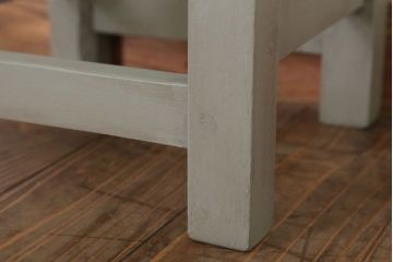 アンティーク雑貨　昭和レトロ　ペイントがかわいい角スツール(オリーブグリーン)(2)