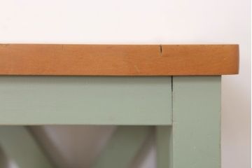 レトロ家具　昭和レトロ　ペイントがかわいい角スツール(くすんだグリーン)