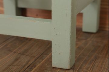 レトロ家具　昭和レトロ　ペイントがかわいい角スツール(くすんだグリーン)